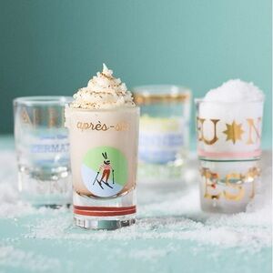 Anthropologie Apres Ski Shot Glasses Set of 4 - New In Box
